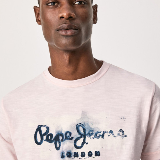 Pepe Jeans Ανδρική κοντομάνικη μπλούζα Golders N Paint Effect T-Shirt With Logo